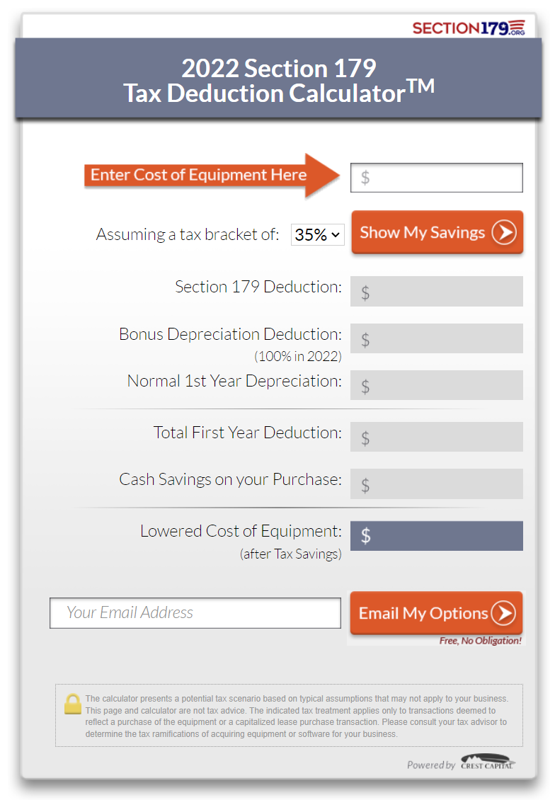 2022 Section 179 Calculator